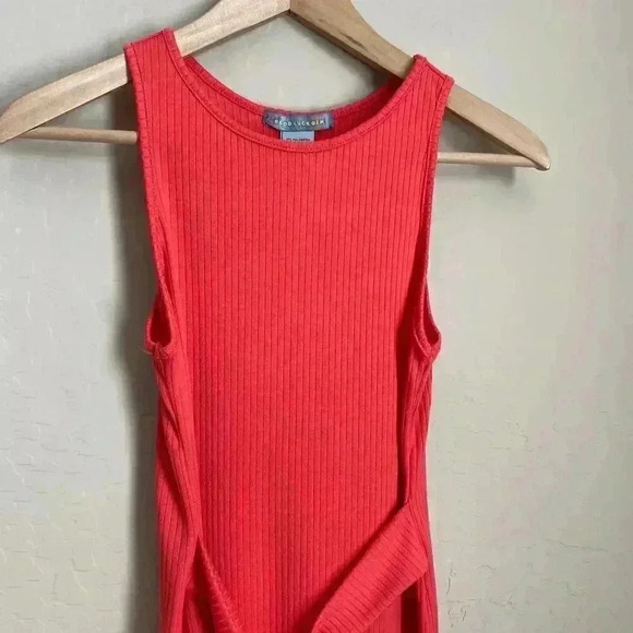 GOOD LUCK GEM Ribbed Tie Waist Slit Midi Dress - Picture 7 of 12